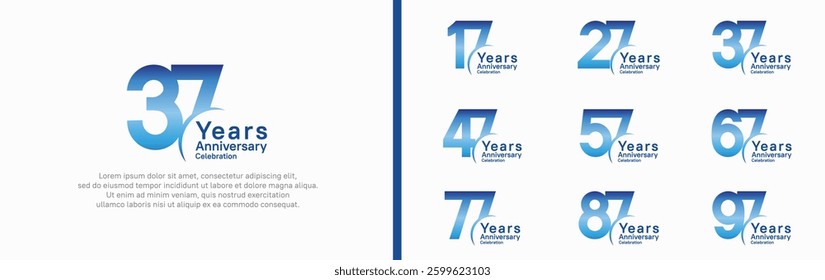 anniversary logotype set. vector design blue color can be use for special moment