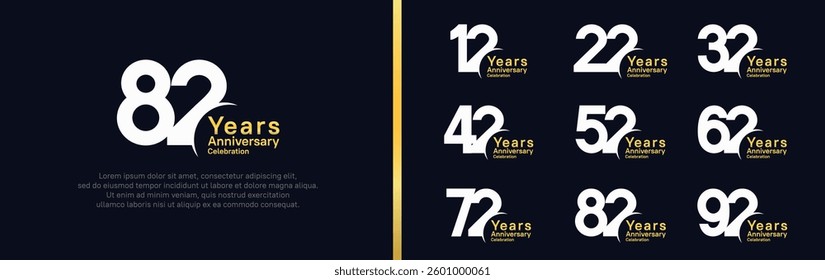 anniversary logotype set. vector design white and yellow color can be use for special moment