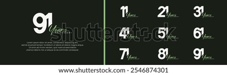 anniversary logotype set. vector design white and green color can be use for special moment