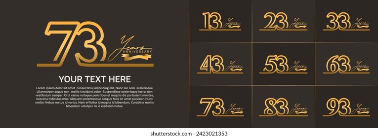 vector de lotipo de aniversario, color de línea dorada para celebración de día especial