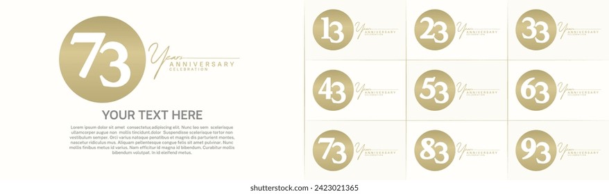 vector de logotipo de aniversario, círculo de color dorado para celebración de día especial