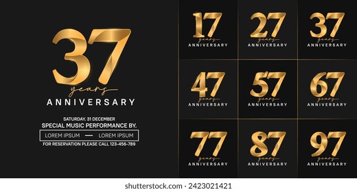 vector de logotipo de aniversario, color dorado para celebración de día especial