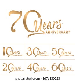 Anniversary logotype set. Vector Anniversary greeting card set. 