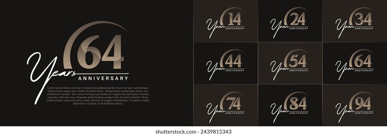 anniversary logotype set vector, white and brown color with swoosh for special day celebration