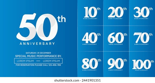 anniversary logotype set vector, white color for special day celebration