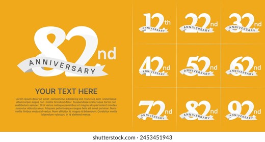 logotipo de aniversario conjunto de Vector, color blanco y cinta blanca para la celebración del día especial