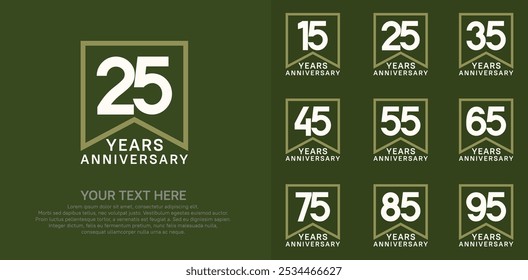 anniversary logotype set. white and green color can be use for celebration