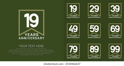 anniversary logotype set. white and green color can be use for celebration