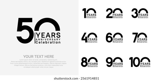 anniversary logotype style with black color can be use for company celebration event