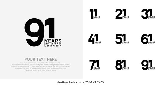 anniversary logotype style with black color can be use for company celebration event