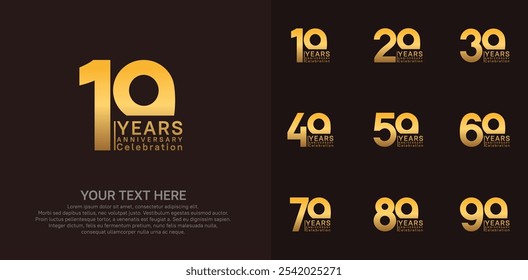 anniversary logotype style with gold color can be use for company celebration event