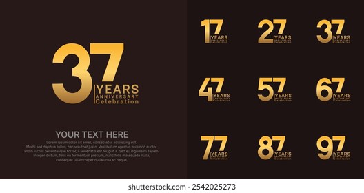 El estilo del logotipo del aniversario con el color oro se puede utilizar para el acontecimiento de la celebración de la compañía