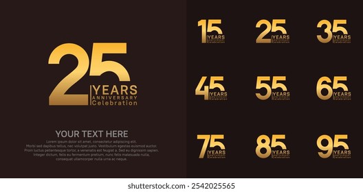 anniversary logotype style with gold color can be use for company celebration event