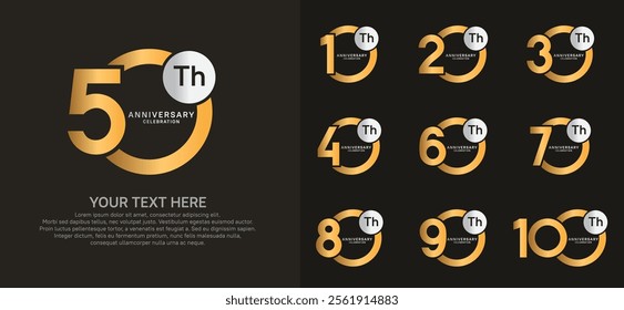 anniversary logotype style with gold and silver color can be use for company celebration event