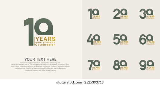 anniversary logotype style with green and gold color can be use for company celebration event