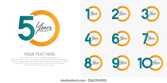 anniversary logotype style with green and orange color can be use for company celebration event