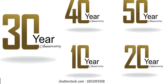 anniversary logotype style with handwriting golden color for celebration event, wedding, greeting card, and invitation