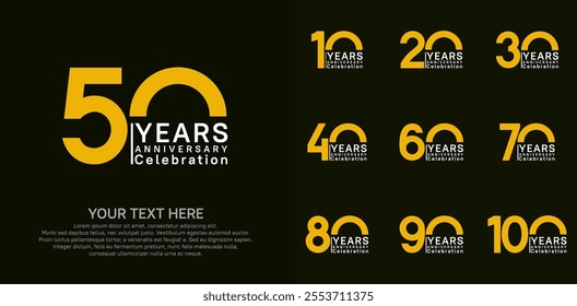 anniversary logotype style with yellow color can be use for company celebration event
