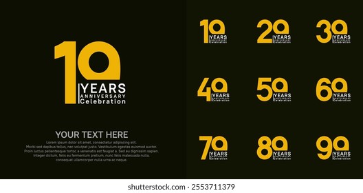 anniversary logotype style with yellow color can be use for company celebration event