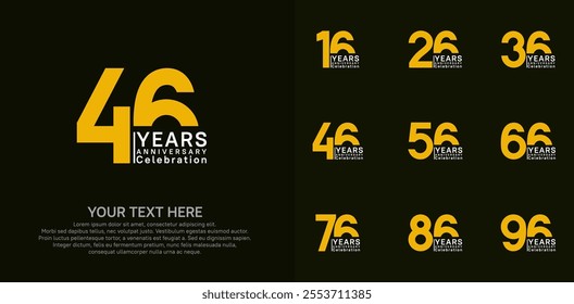 anniversary logotype style with yellow color can be use for company celebration event