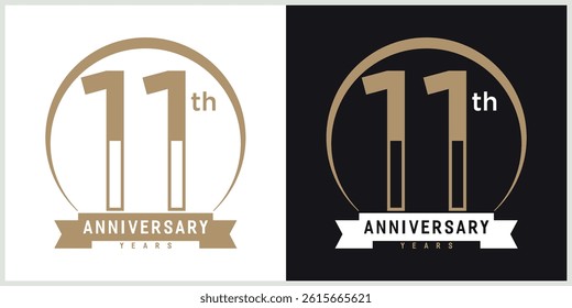 anniversary logotype vector with brown and white color for special celebration day