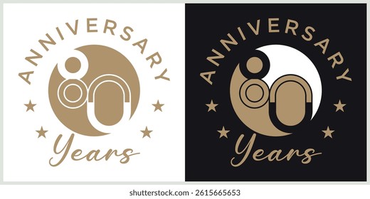 anniversary logotype vector with brown and white color for special celebration day