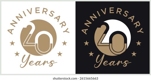 anniversary logotype vector with brown and white color for special celebration day