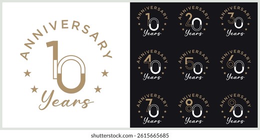 anniversary logotype vector with brown and white color for special celebration day