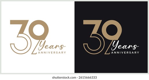anniversary logotype vector with brown and white color for special celebration day