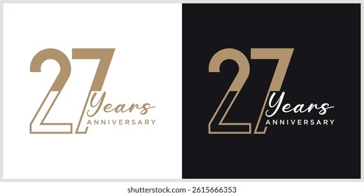 anniversary logotype vector with brown and white color for special celebration day