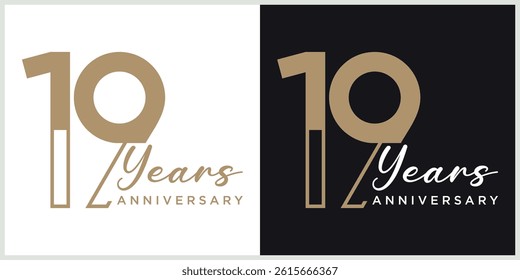 anniversary logotype vector with brown and white color for special celebration day
