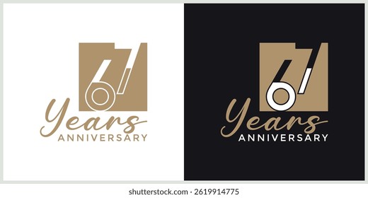 anniversary logotype vector with brown and white color for special celebration day