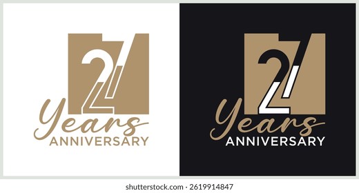anniversary logotype vector with brown and white color for special celebration day