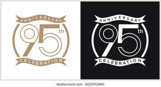 anniversary logotype vector with brown and white color for special celebration day