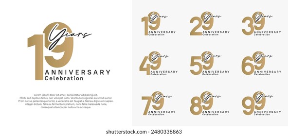 anniversary logotype vector design with black and golden color can be use for special moment celebration