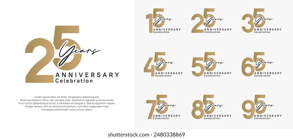 anniversary logotype vector design with black and golden color can be use for special moment celebration