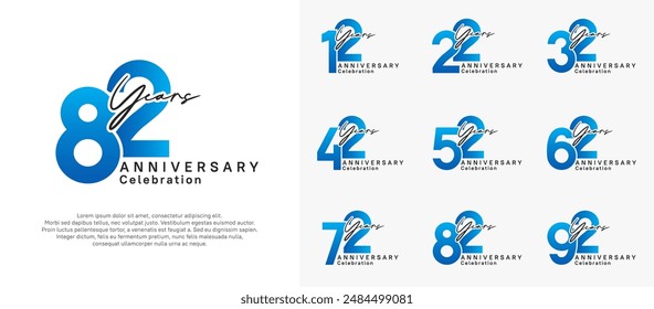 anniversary logotype vector design with black and blue color can be use for special moment celebration