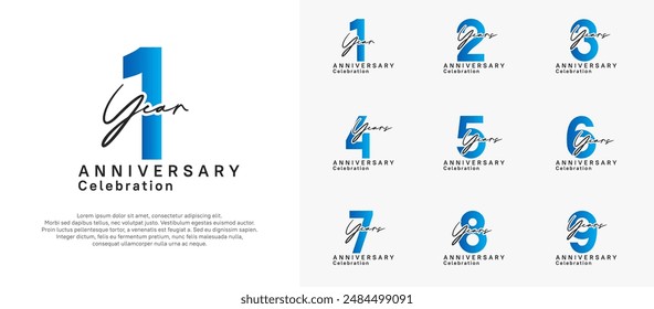 el diseño del Vector del logotipo del aniversario con el color negro y azul se puede utilizar para la celebración del momento especial