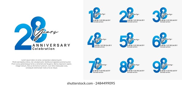 el diseño del Vector del logotipo del aniversario con el color negro y azul se puede utilizar para la celebración del momento especial