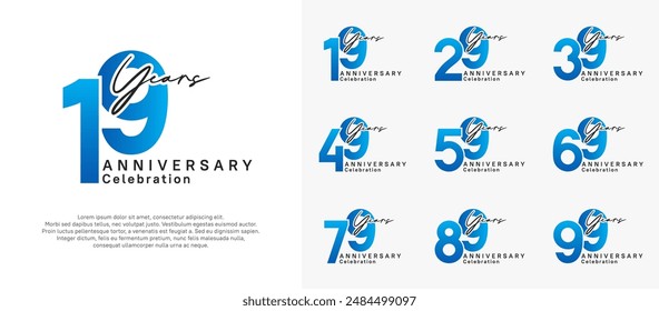 el diseño del Vector del logotipo del aniversario con el color negro y azul se puede utilizar para la celebración del momento especial