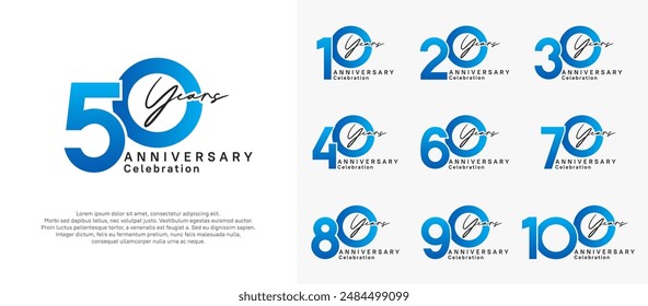 anniversary logotype vector design with black and blue color can be use for special moment celebration
