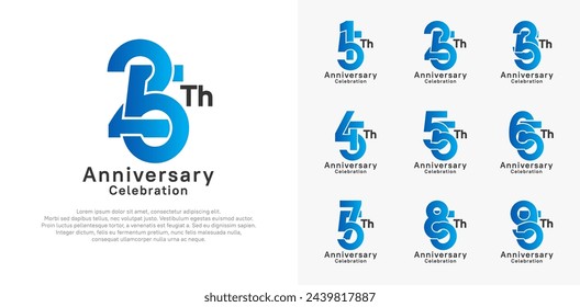 anniversary logotype vector design with blue and black color for celebration moment