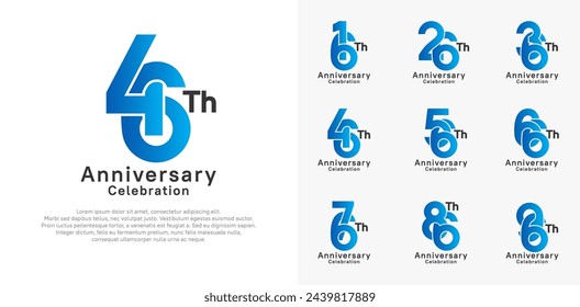 anniversary logotype vector design with blue and black color for celebration moment