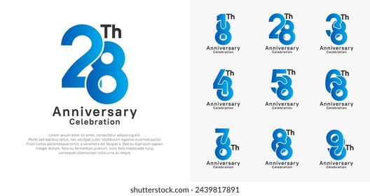 anniversary logotype vector design with blue and black color for celebration moment
