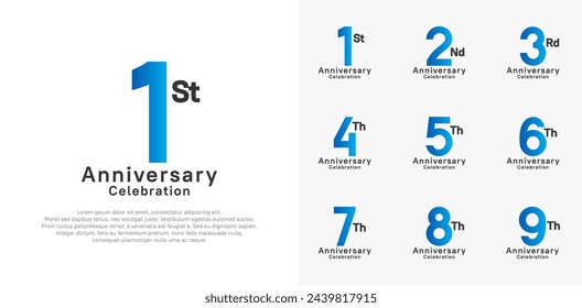 anniversary logotype vector design with blue and black color for celebration moment