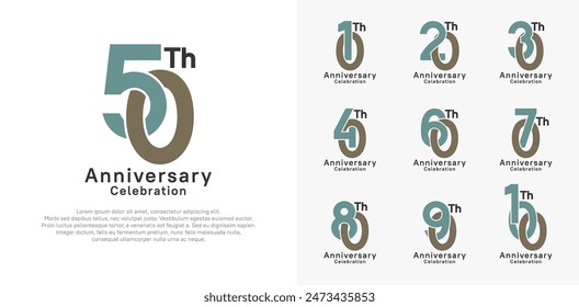anniversary logotype vector design with blue and brown color for celebration moment