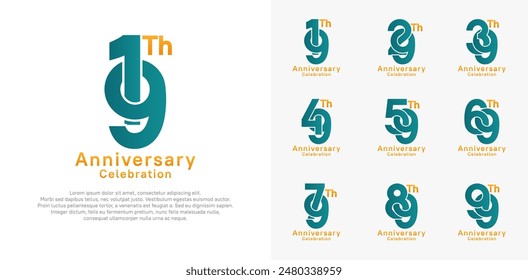 diseño de Vector de logotipo de aniversario con color azul y naranja para el momento de la celebración