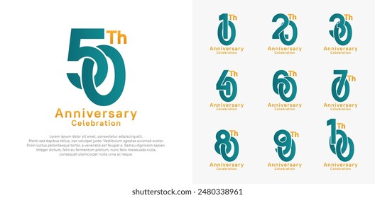 anniversary logotype vector design with blue and orange color for celebration moment