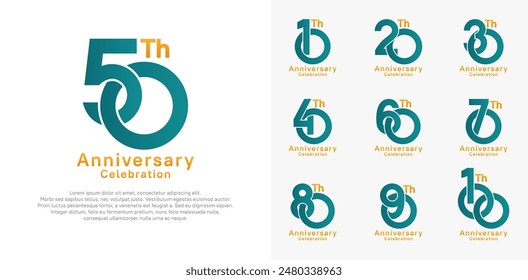 anniversary logotype vector design with blue and orange color for celebration moment