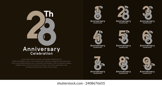 anniversary logotype vector design with brown and gray color for celebration moment